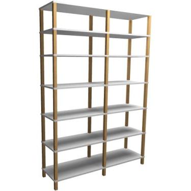 Imagem de Estante Madeira 7 Prateleiras Branca Evolukit 140x38x203