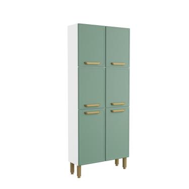 Imagem de Armário Paneleiro De Aço 6 Portas Bella Bertolini Verde Branco