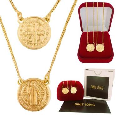 Imagem de Escapulário Medalha de São Bento Dupla Face Banhado a Ouro 18k - Dinis