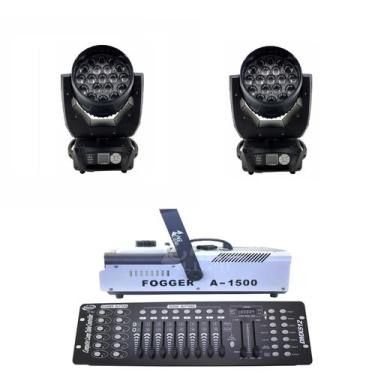 Imagem de Kit 2 Wash De Led + Dmx 512 + Maquina De Fumaça - OneLight