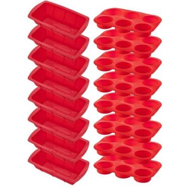 Imagem de 8 Kit Forma Silicone Resistente p/ Cupcakes e Pães Sortida - QUALITY H