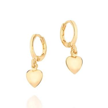 Imagem de Brinco Rommanel Banhado Ouro 18k Argola Com Coração Almofada 527146, D
