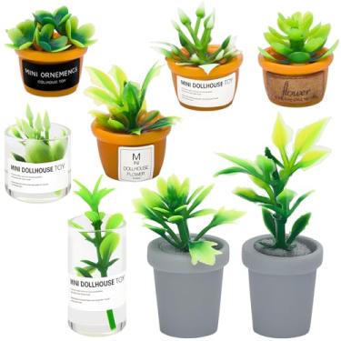 Imagem de ONEST Conjunto de 8 peças de mini suculentas decorativas em vaso, acessórios para interior de carro, decoração de painel, ornamento de espelho retrovisor