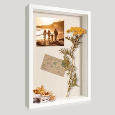Imagem de Porta-retratos Shadow Box CCDCC 12x16 grande de madeira branca