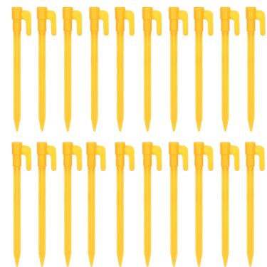 Imagem de 20 peças de estacas de barraca, estacas de plástico à prova d'água, estacas para barraca de praia ao ar livre, estacas de paisagem de jardim (amarelo)