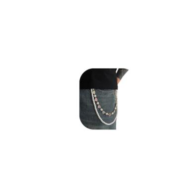Imagem de Corrente masculina com pingente de coração de cristal de strass, cinto de cintura de pérola branca hip hop, corrente de bolso, chaveiros, calças, jeans, corrente para mulheres e homens, Medium, Liga