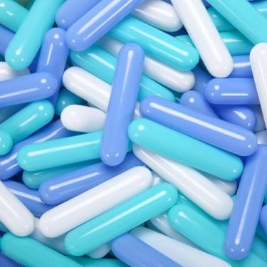 Imagem de STARBOLO Bolas de brinquedo de plástico à prova de esmagamento para crianças pequenas – Pacote com 50 bolas de 13 cm de comprimento para crianças, barraca de brincar, piscina para bebês (verde, azul