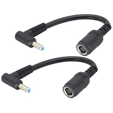 Imagem de HCFeng Adaptador de cabo de alimentação de laptop de ponta DC4530 para DC7450 90 graus, DC 7,4 x 5,0 mm fêmea para 90 graus CC 4,5 x 3,0 mm macho, preto, compatível com laptops H-P/DE-LL, 14 cm/5,6