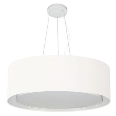 Imagem de Lustre Pendente Cilíndrico Duplo Vivare Md-4126 Cúpula Em Tecido 80x30cm - Bivolt Branc...