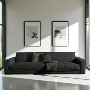 Imagem de Sofá 2 Lugares King-size Revestimento em Sarja 266cm Preto