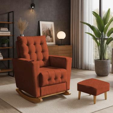 Imagem de Poltrona Duna Amamentação Balanço e Puf TerraCota