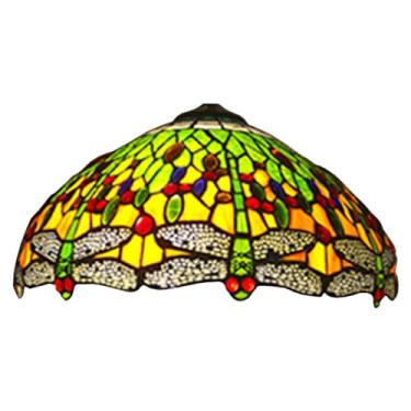 Imagem de Errzom Abajur de libélula de 45,7 cm de substituição apenas para abajures de vitral estilo Tiffany, capa de luz vintage feita à mão, acessórios para abajur de mesa, luminária pendente, verde