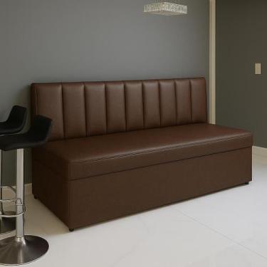 Imagem de Canto Alemão Preto Baú Encosto Ripado material sintético 90x45cm - Gen