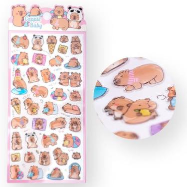Imagem de Cartela De Adesivos Capivara Infantil Sticker Alto Relevo 3D papelaria