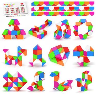 Imagem de Pacote com 24 Puzzle Cube Vdealen Mini Fidget Snake Cube Twist
