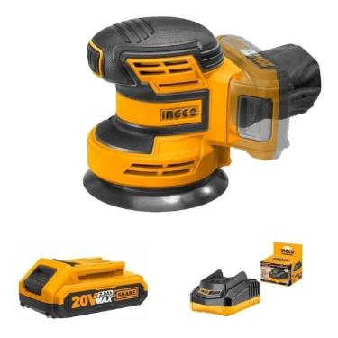 Imagem de Lixadeira Roto Orbital 20V Ingco Kit Bateria E Carregador