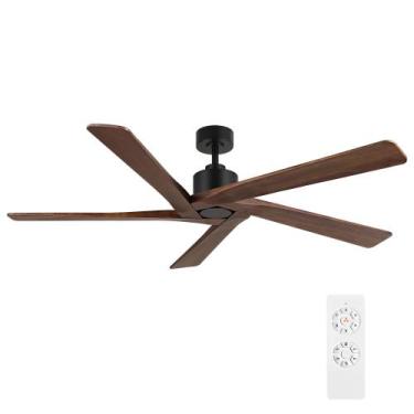 Imagem de Ventilador de teto WINGBO 54" Wood Blades, controle remoto de 6 veloci