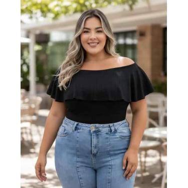 Imagem de Blusa Feminina Plus Size Babado Ciganinha Malha Festa Noite Balada - I