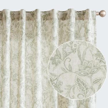 Imagem de Cortinas Lazzzy Linen Farmhouse Green Floral Print 214 cm