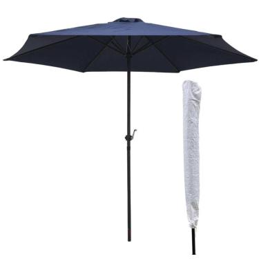 Imagem de Ombrelone Central de Alumínio 2,70 metros com Manivela e Capa Azul Importway IWOBCC-270AZ