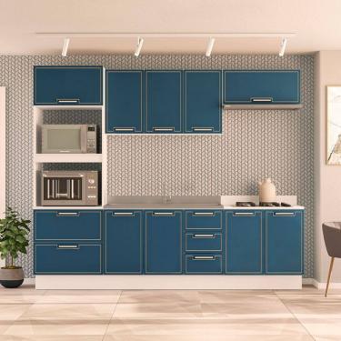 Imagem de Cozinha Compacta 250085 5 Peças Amara Branco Azul Politorno Móveis