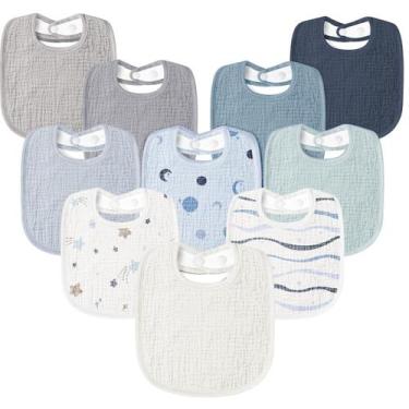 Imagem de Babadores Sushuration Muslin Baby Drool, pacote com 10, ajustáveis e m