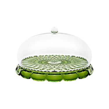 Imagem de PRATO PARA BOLO GUZZINI COM DOMO SMALL EM ACRÍLICO VANITY ACQUA 30CM WATER LILY GREEN 131801SAC13