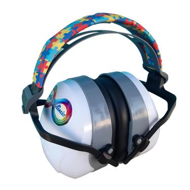 Imagem de Abafador de Ruido 26 DB Branco para Autistas com arco colorido