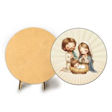 Imagem de Painel Redondo C Elastico 50cm Natal e Suporte MDF - Fadrix, NAT179