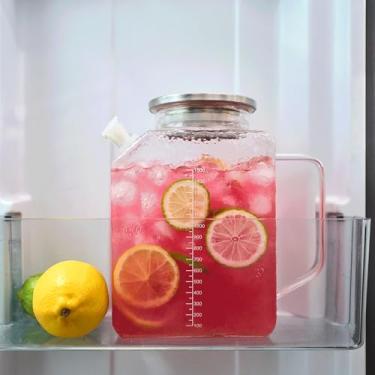 Imagem de Purefold Jarra de água de 1,5 litro/1,417 g com tampa e bico totalmente selados, jarro de vidro de borossilicato, garrafa de porta de geladeira à prova de vazamento para chá gelado, café, suco, bebida