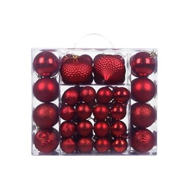 Imagem de Fancyes 48 peças de bolas de Natal para decoração pendurada 4 cm 8 cm 6 decoração de festa, enfeites em forma de lágrima para feriados, aniversários internos, Vermelho