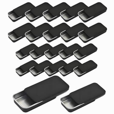 Imagem de Caixa de pressão de álcool faça você mesmo pequena caixa de metal com tampa deslizante - 20 peças latas de biscoito latas de metal com tampas, lente, lenços de armazenamento, preto, lata articulada