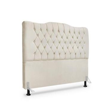 Imagem de Cabeceira de Cama Box Queen 160 cm Dunas - Veludo Bege Claro - Mallu E