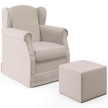 Imagem de Poltrona E Puff Elisa P02 Linho Cru - BARROCARTE