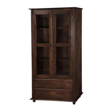 Imagem de Cristaleira Rústica De Madeira 2 Portas E 2 Gavetas Com Pés Torneados Meyer Móveis - Pinhão