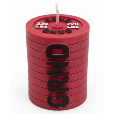 Imagem de WOOFMOOR Vela de cera de soja Barbell Plate para atletas | Vela fitness sem perfume para academia e casa | Design de placa de peso vermelha | Sem cheiro