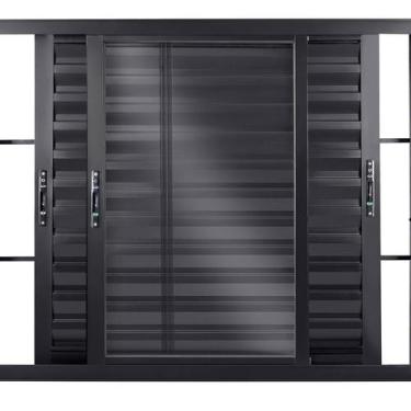 Imagem de Janela Veneziana 3 Folhas Móveis Grade com Vidro Liso 100 X 200cm Tops