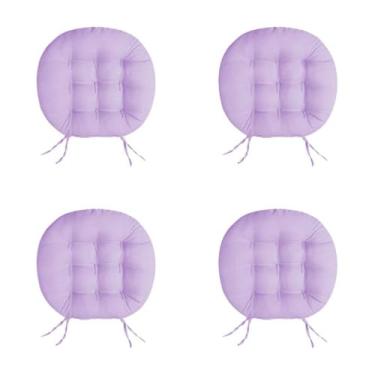 Imagem de 4 Futon Redonda 9 Furos Assento De Cadeira 40x40 cm(LILÁS)