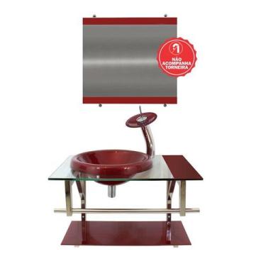 Imagem de Gabinete de Vidro 60cm para Banheiro Lituânia - EKASA, Vermelho Cereja