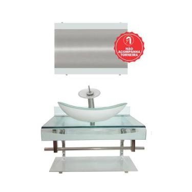 Imagem de Gabinete de Vidro 90cm para banheiro Luxemburgo - EKASA, Branco