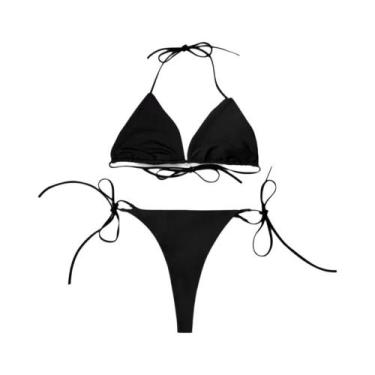 Imagem de Biquini Feminino Sexy Halter - Triângulo Sem Costas Ajustável com Cada