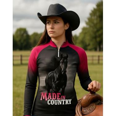 Imagem de Camisa Feminina Cavalo Cavalgada Agro Cowgirl Proteção Uv - Cavalo Agr