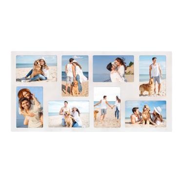 Imagem de YESKAY Colagem de porta-retratos 10 x 15 cm para decoração de parede, várias molduras de colagem de fotos com vidro temperado, 8 aberturas para molduras de 10 x 15 cm, branco rústico, 1 pacote (OD: 29