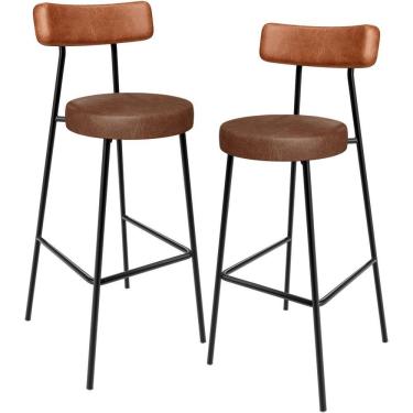Imagem de Kit 02 Banquetas Alta Bar Cozinha Sala De Jantar Milão L02 Couríssimo Camel Marrom
