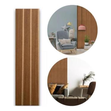 Imagem de 30 Placas Adesivas Painel Mdf Madeira Ripada Montável 50x11 Freijó,Imb
