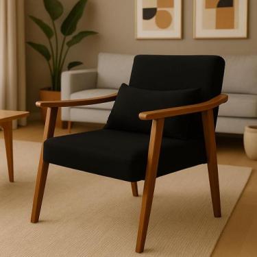 Imagem de Poltrona Aurora Linho Com Almofada Estofada Decorativa Recepção De Esc