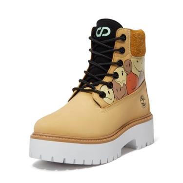 Imagem de Timberland Bota feminina Stone Street 15 cm com cadarço à prova d'água, Amarelo médio com estampa, 35