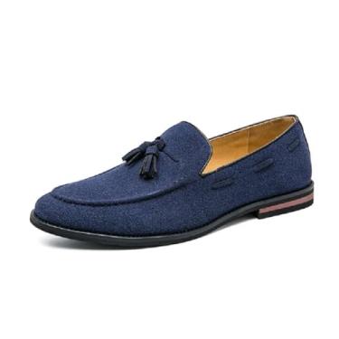Imagem de Sapato social masculino de couro Oxford, sapatos de couro legítimo, mocassins confortáveis, Azul marinho, 41