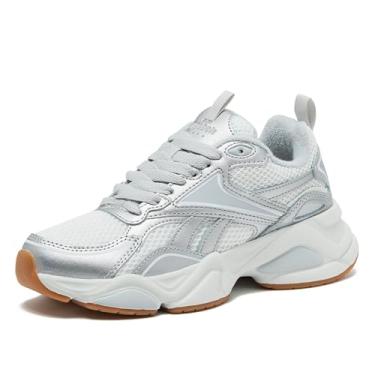 Imagem de Reebok Tênis de corrida esportivo feminino Charge Run, Cinza claro/branco/cinza claro, 35