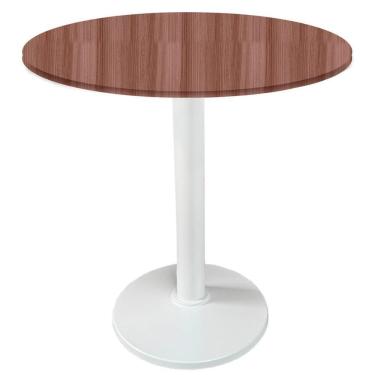 Imagem de Mesa Zeta Ferro Branco 75 Cm (alt) Disco Redondo Tampo Mdp Redondo 60 Cm (larg) X 2,5 Cm (alt) Walnut